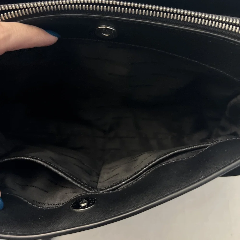 Michael‎ Kors Two Tone Sutton Satchel Bag Shoulder Strap Gray Black 9.5” X 13”